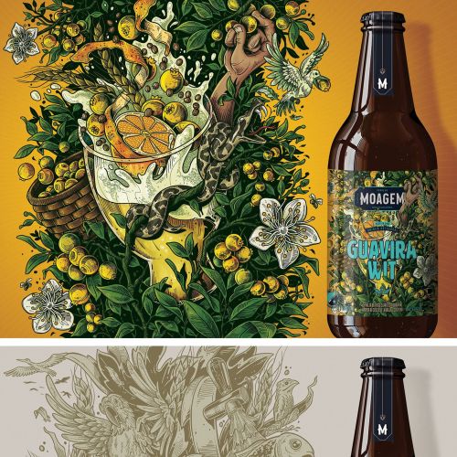Beer label illustration for Moagem Brewery