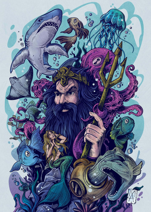Cartaz de fantasia de arte do mundo subaquático