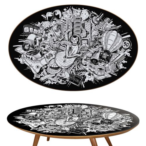 Fantasy art on side table by Marcelo Anache 
