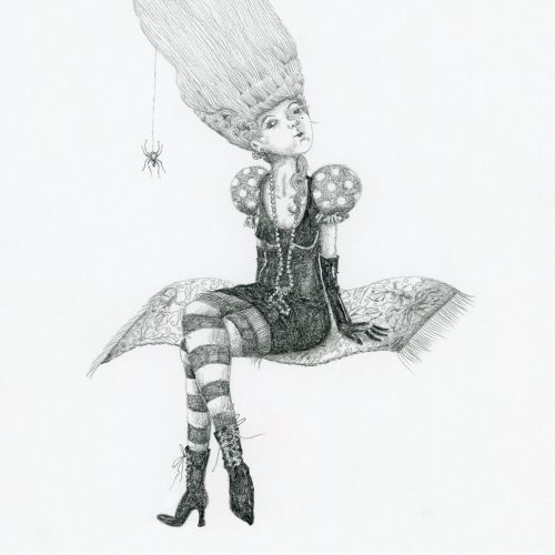 Arrogant witch on a flying carpet
