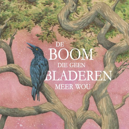 Blackbird on twisted tree branches illustration by Marieke Nelissen