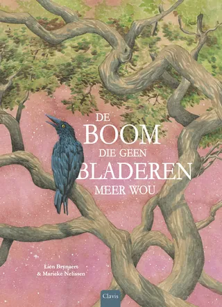 Blackbird on twisted tree branches illustration by Marieke Nelissen