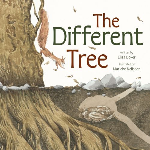 Illustration of a tree with squirrels and a burrow beneath