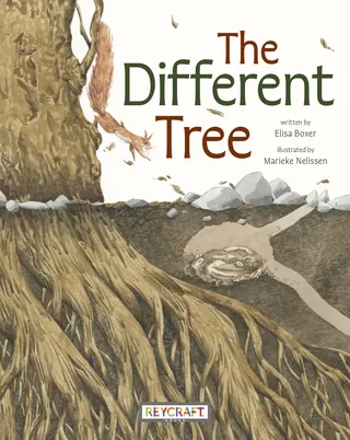 Illustration of a tree with squirrels and a burrow beneath
