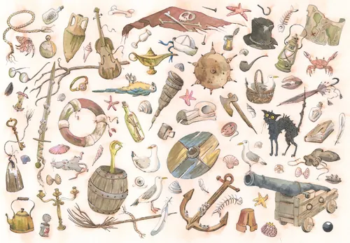 Vintage-style illustrations of old European legends and artifacts