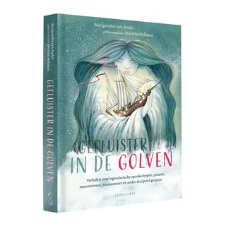 Book cover with a girl holding a glowing ship in her hair waves