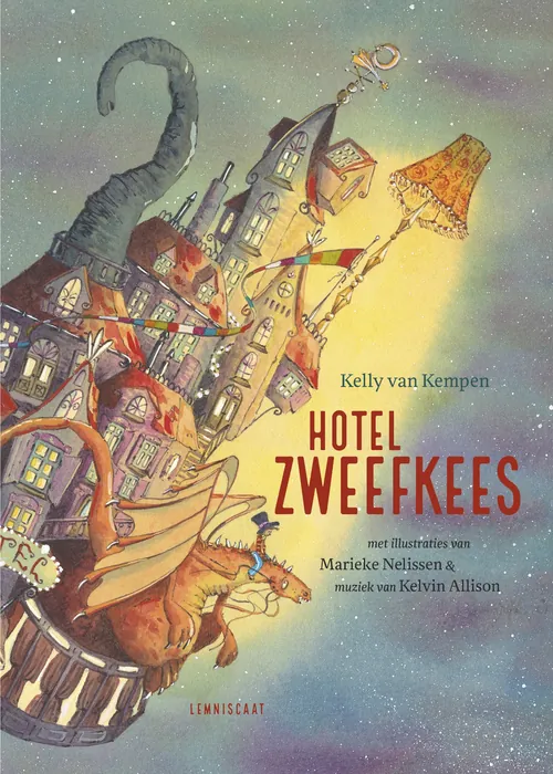 Illustration of a flying hotel with whimsical design by Marieke Nelissen