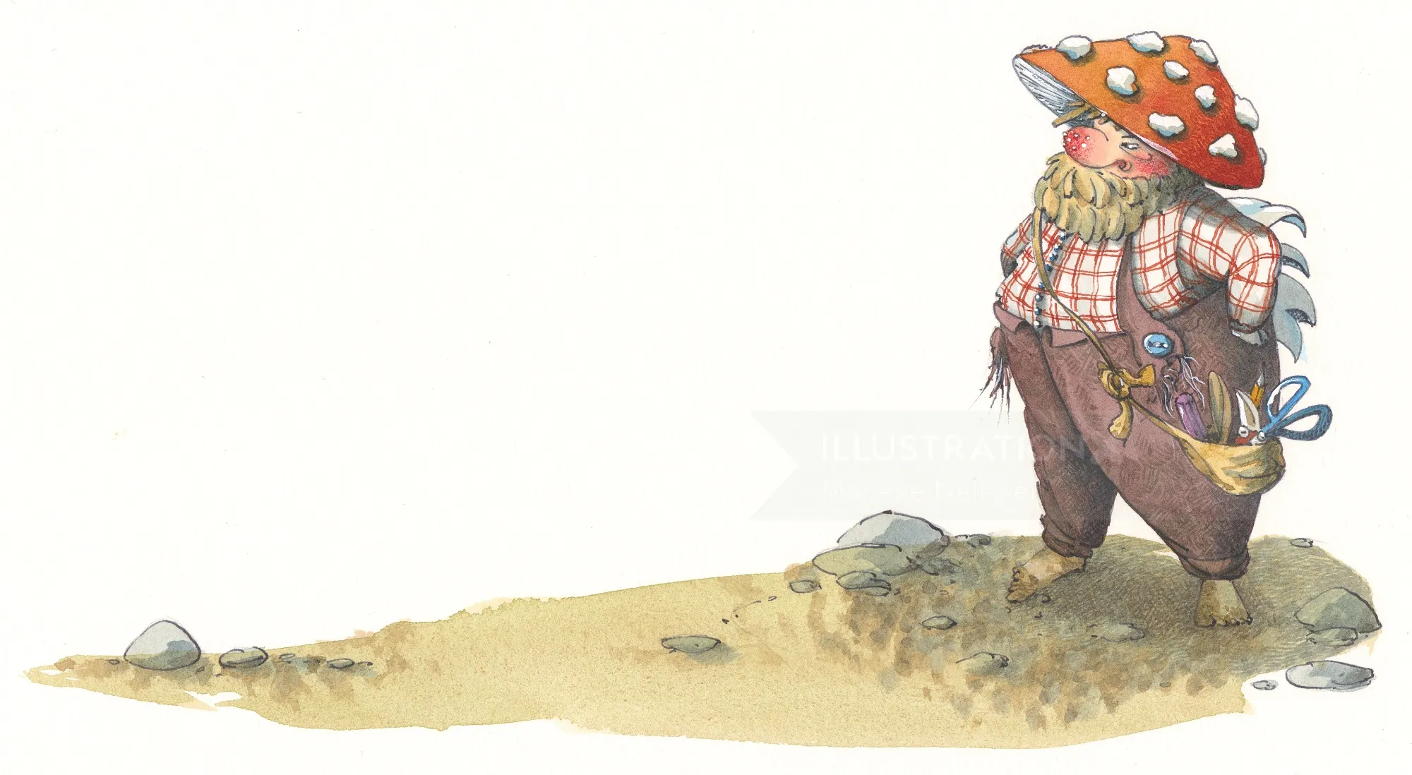 Character with mushroom hat from Hotel Zweefkees by Marieke Nelissen
