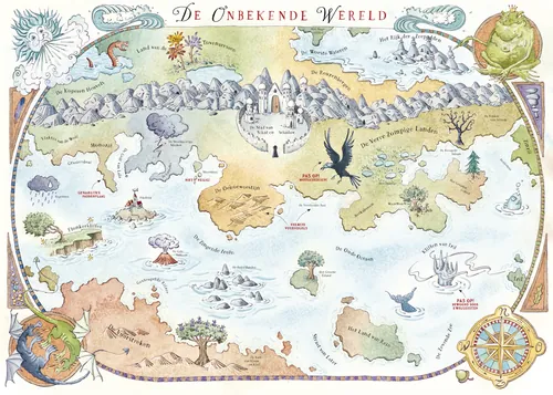 Illustrated magical map from Hotel Zweefkees by Marieke Nelissen