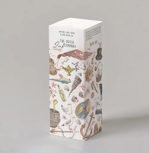 Packaging with vintage nautical and marine-themed illustrations by Marieke Nelissen