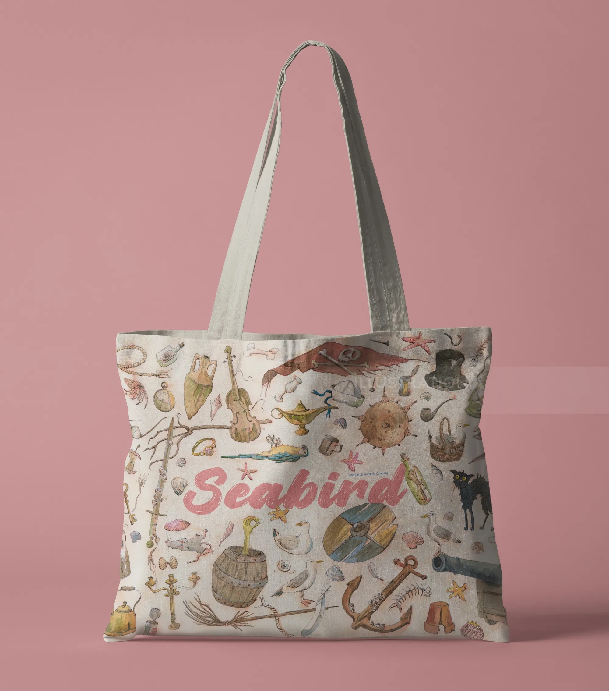 Tote bag with pirate themed illustrations by Marieke Nelissen