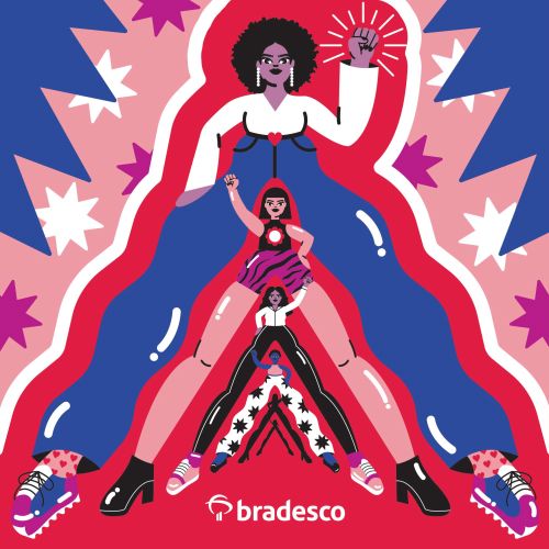 Illustration of three empowered women standing boldly by Marina Procházka