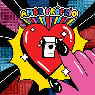 Pop art heart with coffee bag and colorful background by Marina Procházka