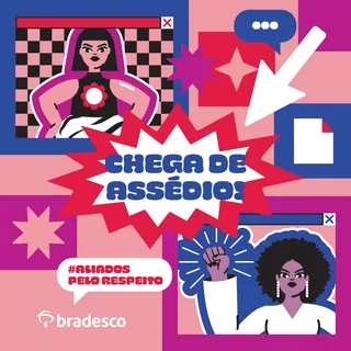 Anti-harassment message with two women and symbols by Marina Procházka