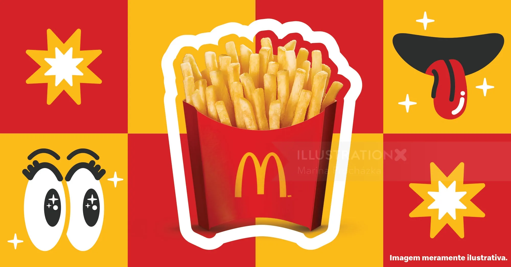 Illustration of McDonald's fries by Marina Procházka