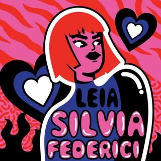 Pop art style woman with red hair and hearts in background