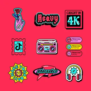 Colorful digital stickers including text and icons by Marina Procházka