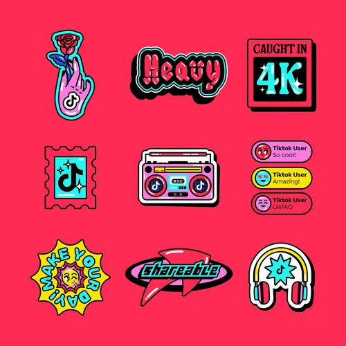 Colorful digital stickers including text and icons by Marina Procházka