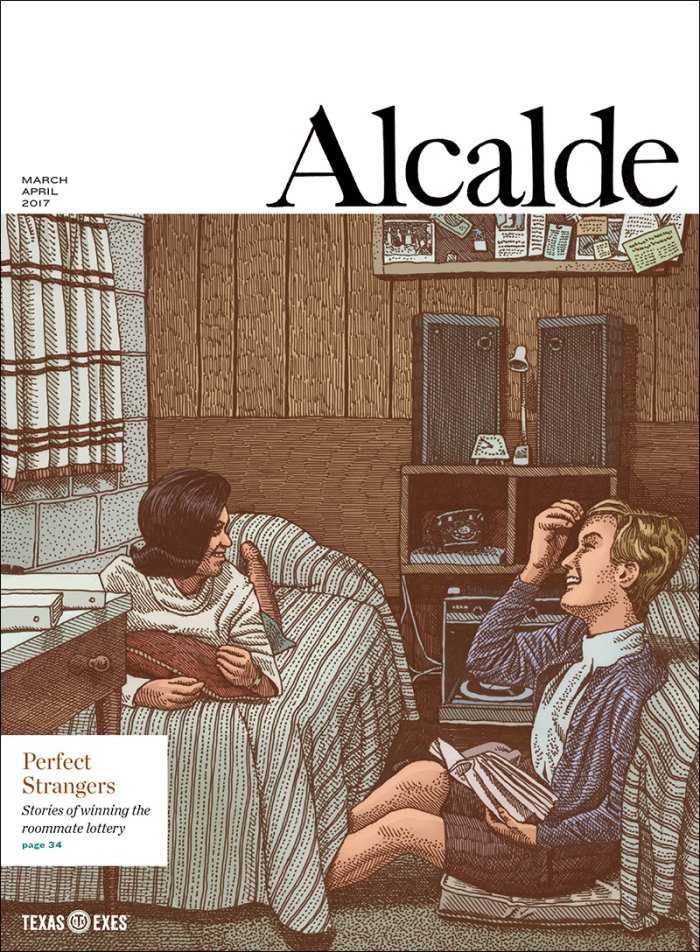 Cover page illustration of Perfect strangers for The Alcalde magazine