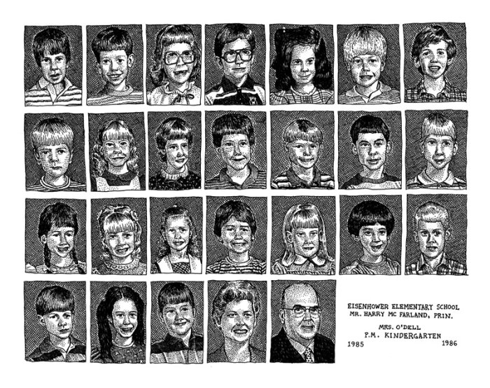 Black and white portrait of Eisenhower school children 