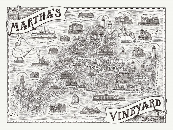 Map illustration of Martha's vineyard 