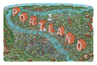 Ilustração do mapa digital da cidade de Portland