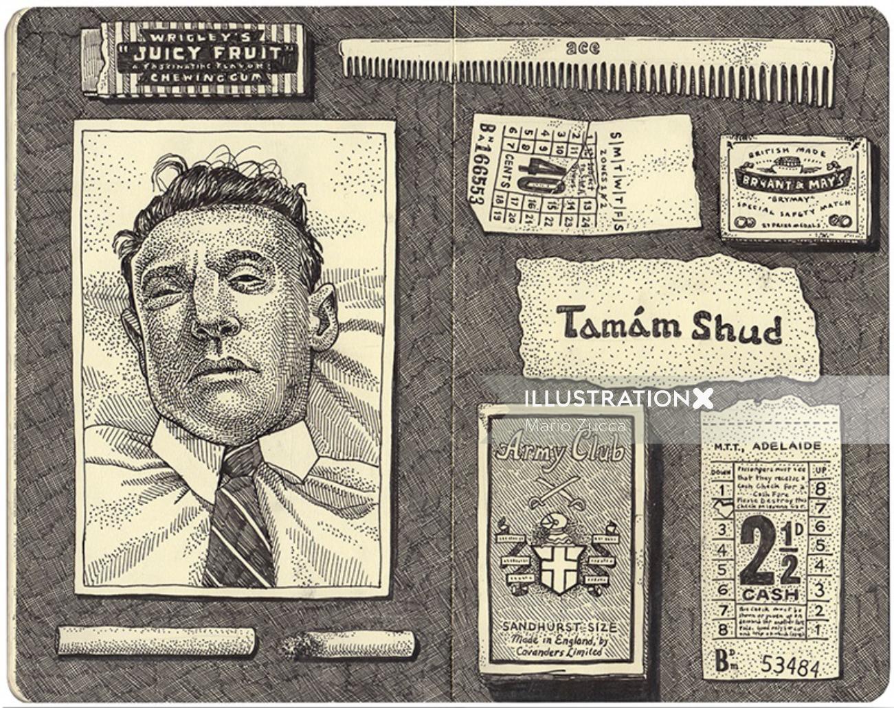 Narrative illustration of Tamam Shud's unsolved mystery case