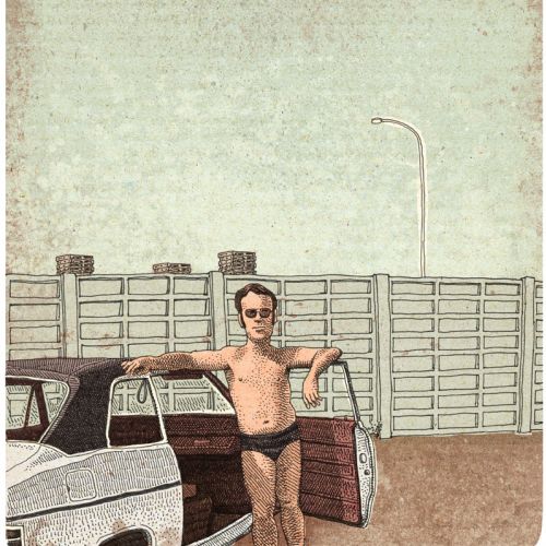 Retro illustration of Dad & His Ford Taunus