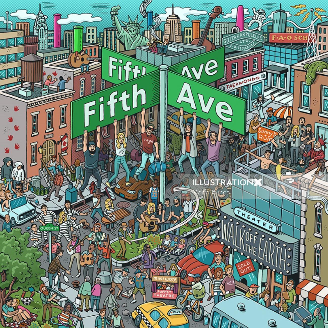 Fifth Ave Album Artwork Illustration 