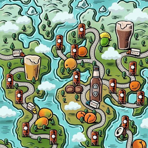 Map illustration of wine factory's 