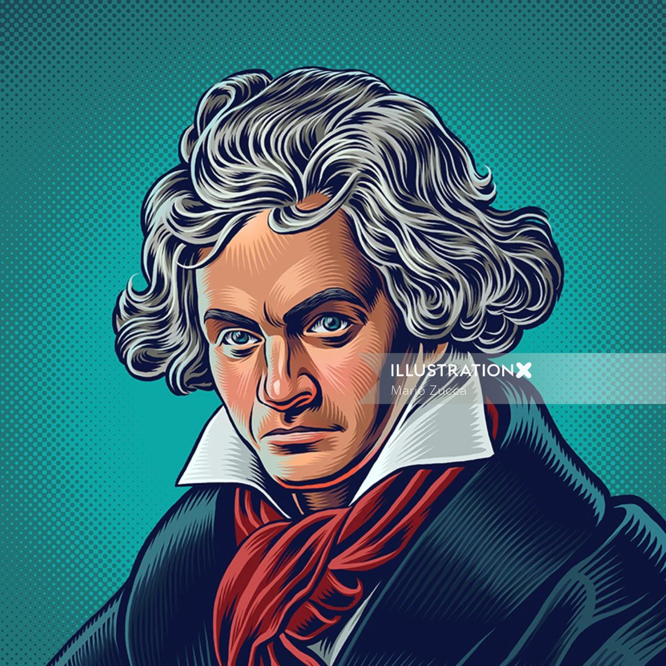 Beethoven portrait illustration 