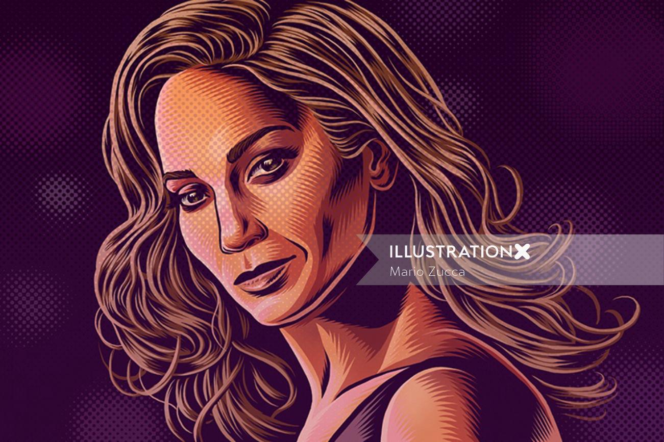 Illustration de portrait de Jennifer Lopez
