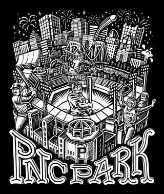 PNCパークの白黒イラスト 