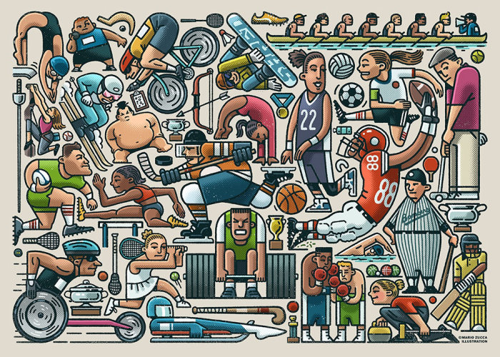 Sports players collage art