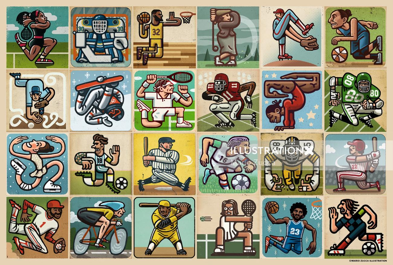 Collage art of Sports players