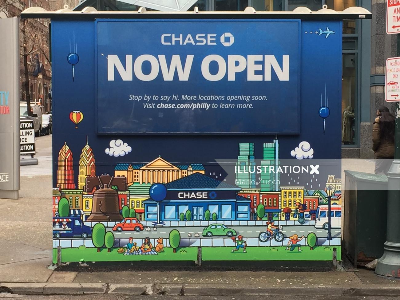 Chase Bank advertising illustration