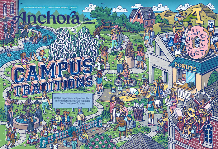 Diseño de portada de revista Delta Gamma Anchora