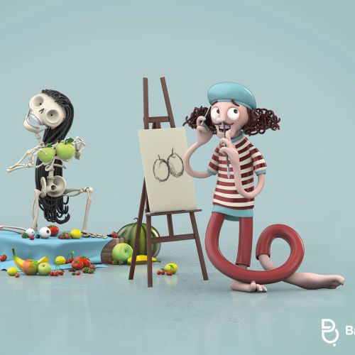 3d skeleton painting
