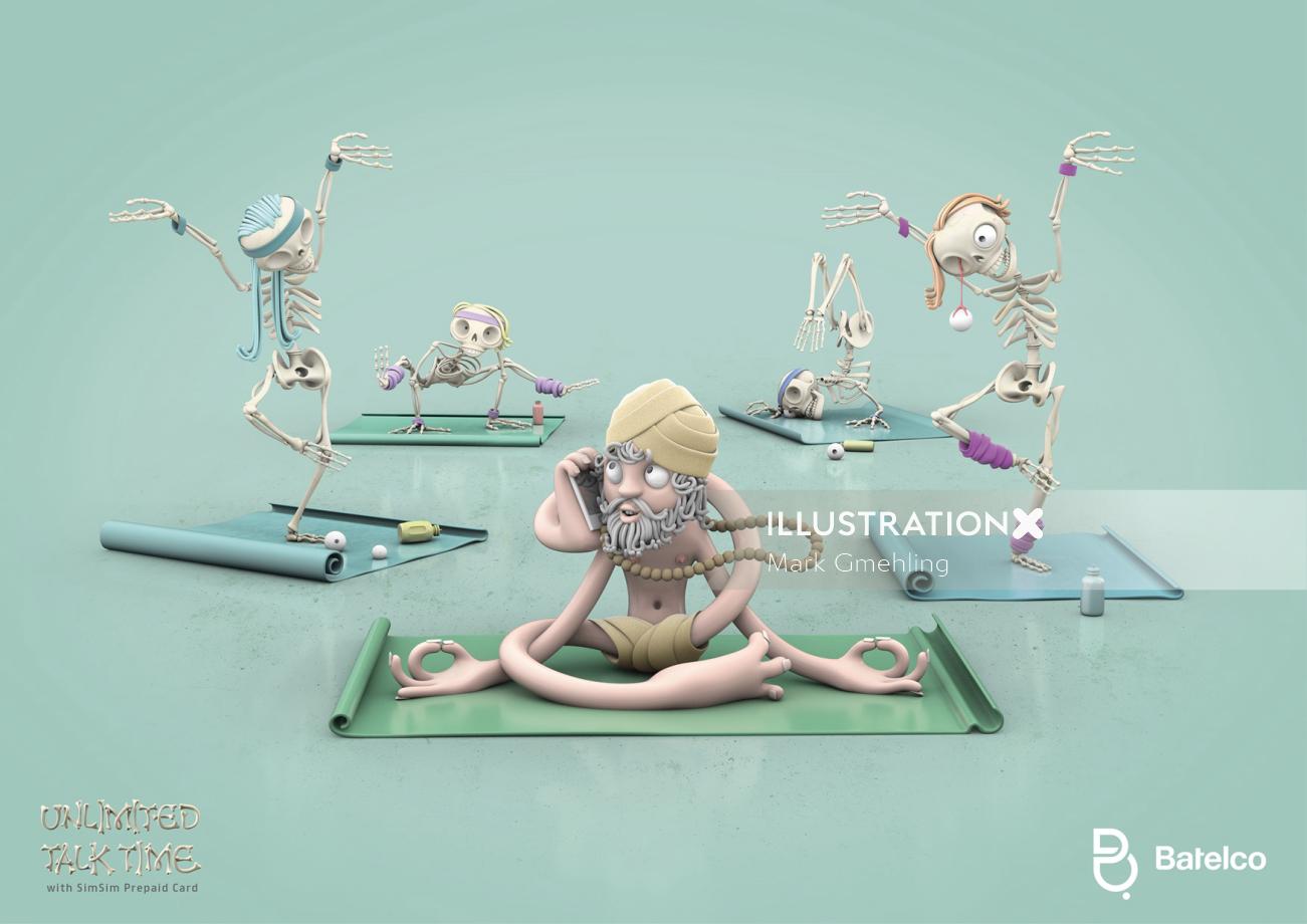 Esqueleto de ioga 3D