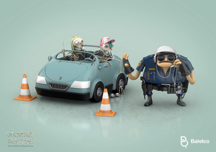 3d CGI交警和汽车