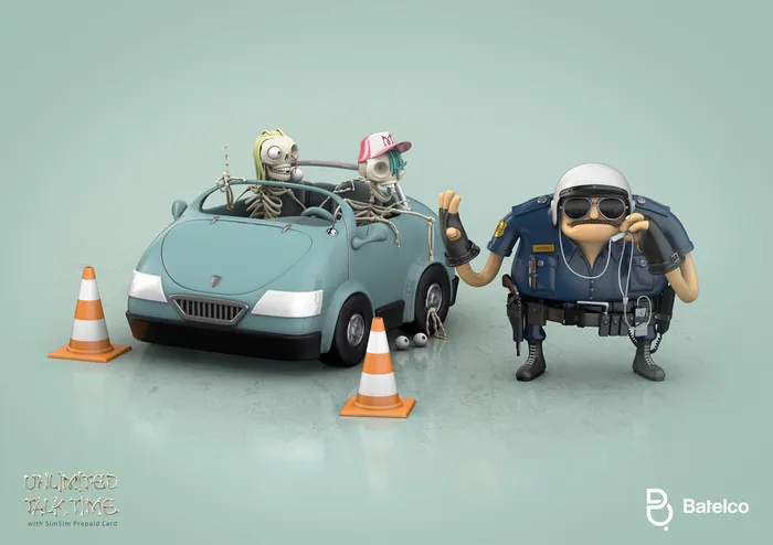 3d CGI Traffic police and car