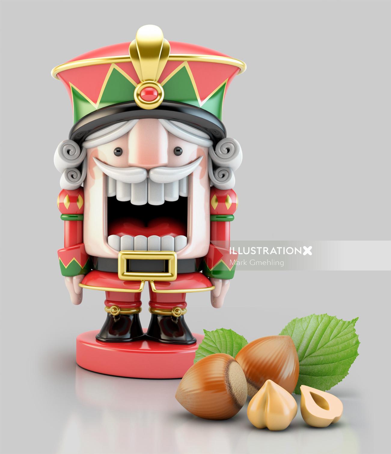 3d character with fruits
