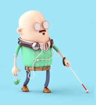 3d cgi blind man walking