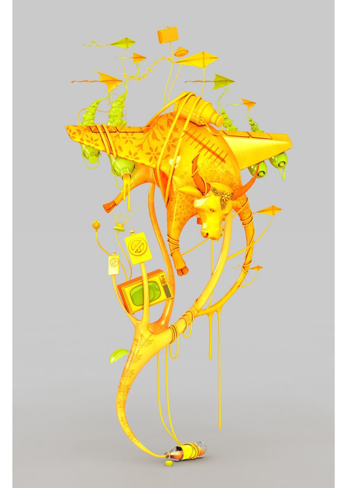 Design 3D de cor amarela