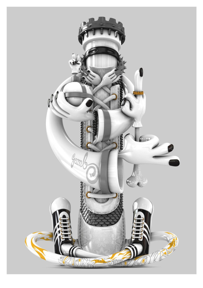 Personnage 3D avec des chaussures