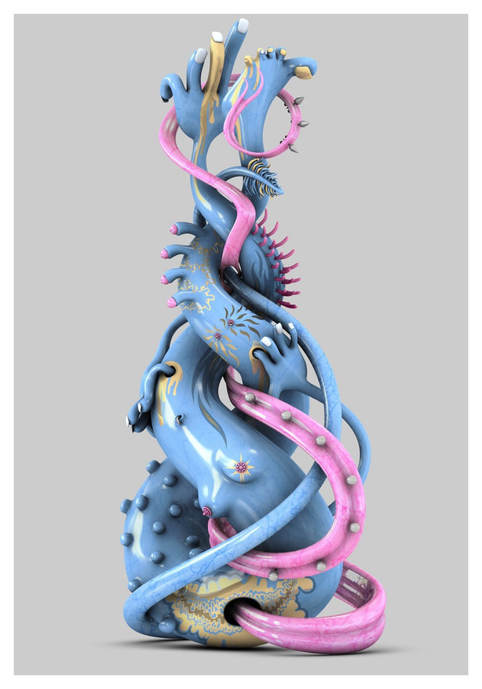 3d étrange caractère bleu