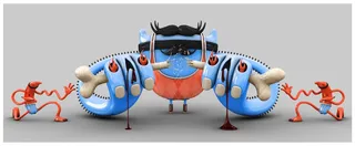 3d blue character
