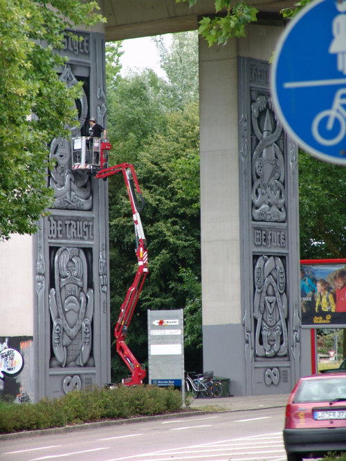 Toy Graffiti Illustration On Bridge Gallery Pillar