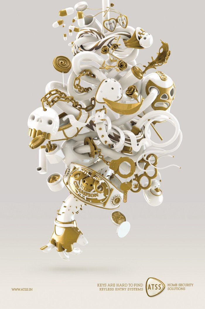 Personnage métallique mixte 3D