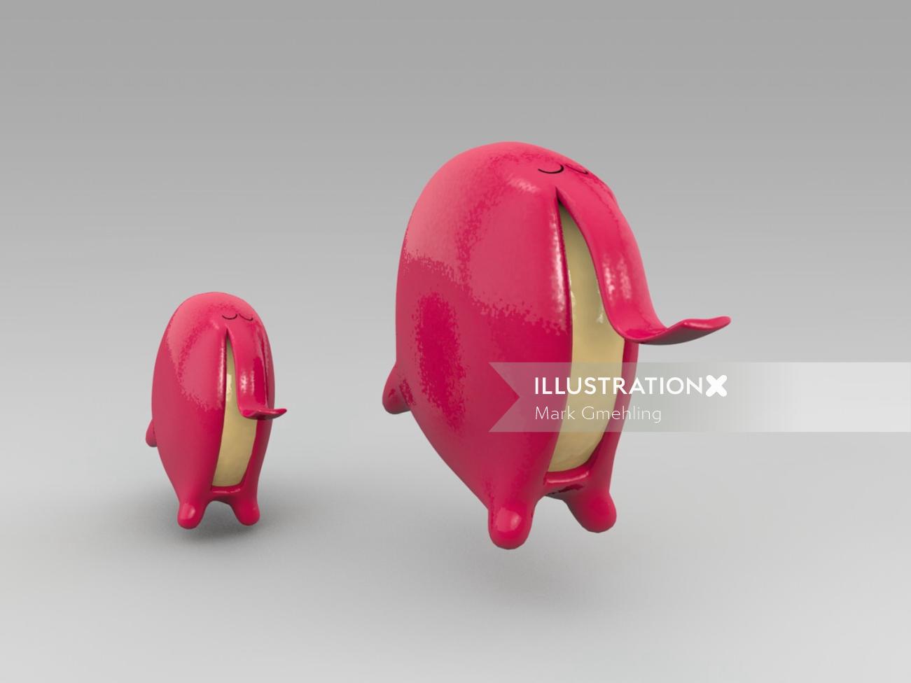 3d funny red characters
